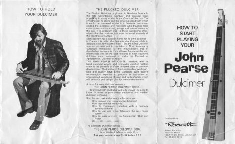 Side one of the Rosetti John Pearce Dulcimer instructions